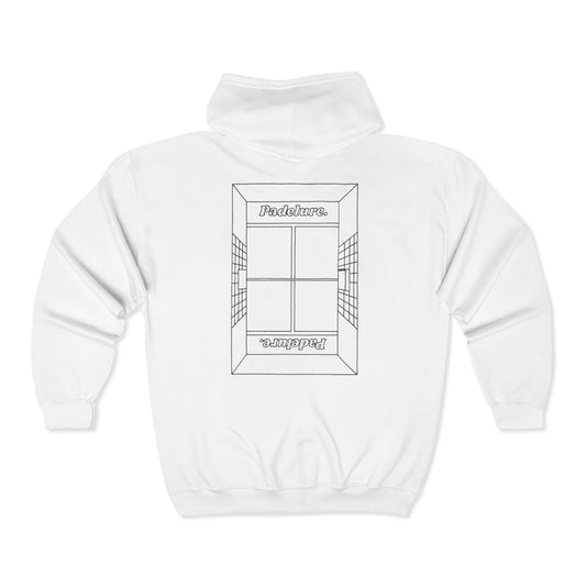 Full Zip Hooded Sweatshirt Outlined Court White