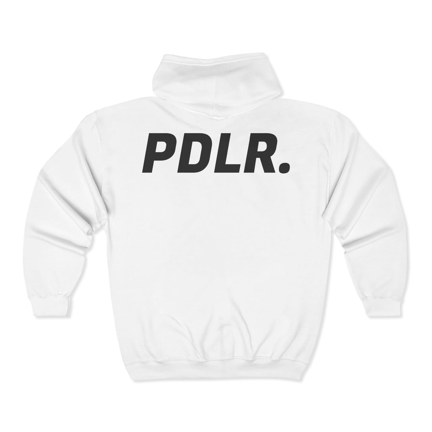 Full Zip Hooded Sweatshirt PDLR. On The Back White
