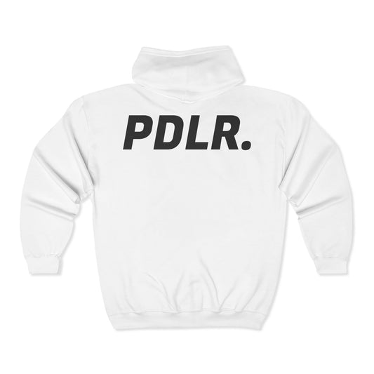 Full Zip Hooded Sweatshirt PDLR. On The Back White